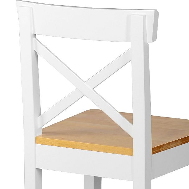 Комплект деревянных полубарных стульев с жестким сиденьем Бергольф Белый/Натуральный, 3 шт. - Вид 8