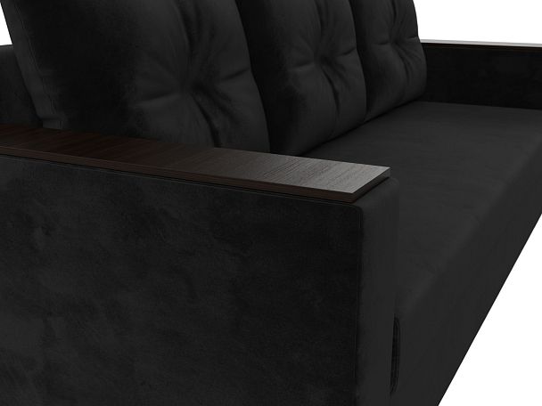Диван прямой Атланта Лайт без стола (полностью велюр черный) - Вид 4