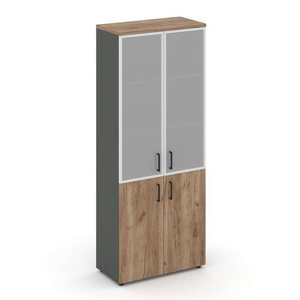 Style Project Шкаф высокий широкий SN.STS-103 Антрацит/Дуб Табак/Сатин/Черный Ручки 796*400*1982 - Вид 1