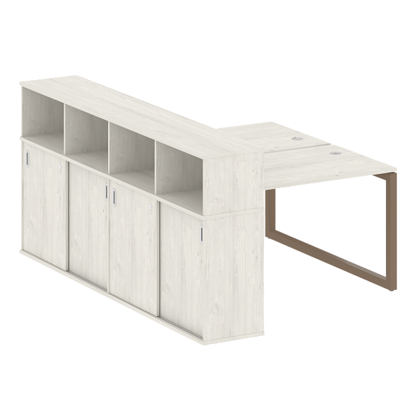 Metal System Quattro Р. ст. с шкафом-купе на О-образном м/к 50БО.РС-СШК-4.2 Т Дуб наварра/Мокко металл 1610*2332*1098 - Вид 1