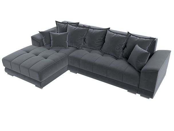 Угловой диван НордСтар левый угол Велюр серый - Вид 6