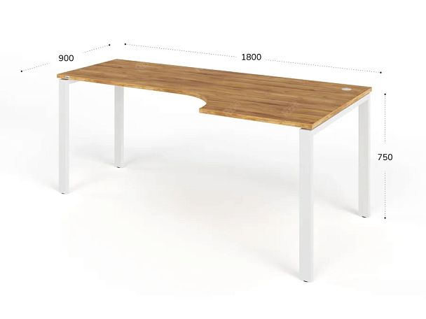 TANDEM RTD079-MK-180R-ME Стол угловой на металлокаркасе правый 1800х900х750 Таксония медовая/Белый - Вид 2