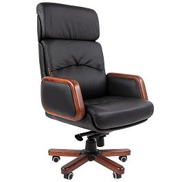 Кресло CHAIRMAN 417, натуральная кожа/экокожа, черный, механизм мультиблок - Фото предпросмотра