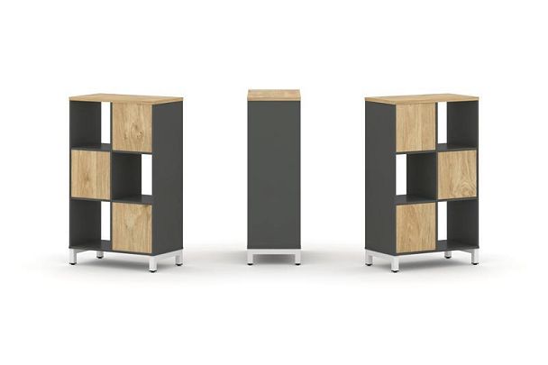 Стайл Проджект Набор стеллажа 1 сторон., 3 яр. SN.NS-321 Антрацит/Тиквуд Светлый/Металл Белый 754*40 - Вид 1