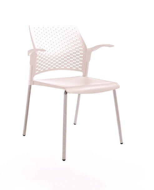 REWIND стул с открытыми подлокотниками каркас серый/пластик белый "Кресла для посетителей"  ТК-001854000011 белый - Вид 1