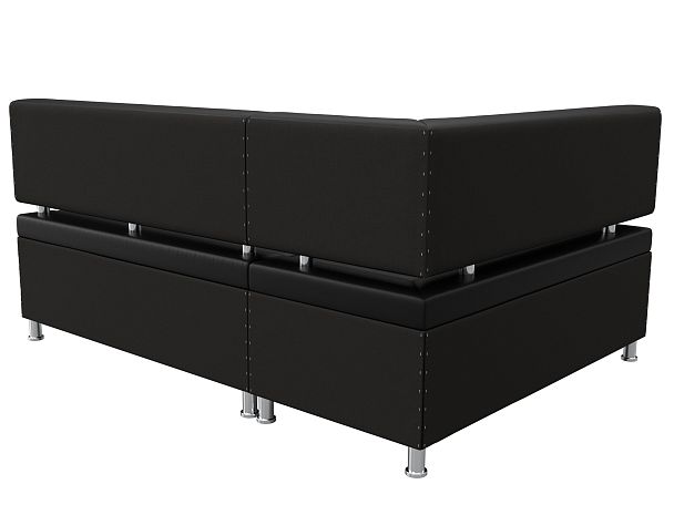 Кухонный уголок Стайл левый (полностью экокожа черная) - Вид 6