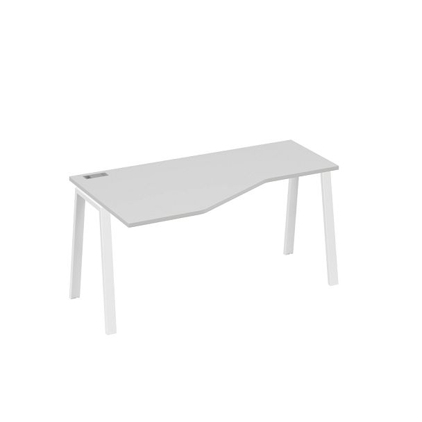 Стол эргономичный левый "Техно" на металлокаркасе TRE A4 А4 Б3 055 БП серый / металлокаркас белый - Вид 1
