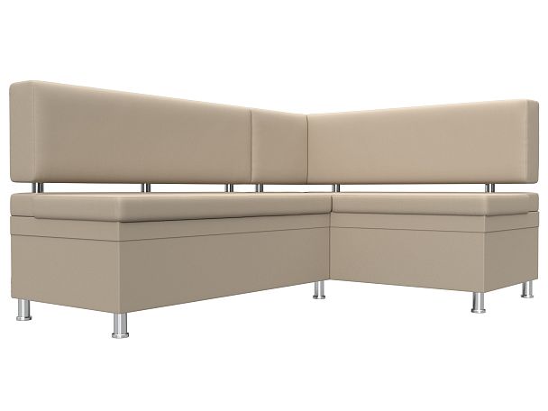 Кухонный уголок Стайл правый (полностью экокожа бежевая) - Вид 3