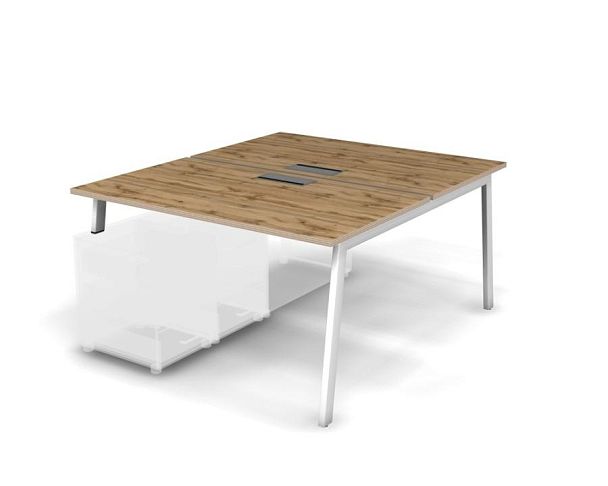 MATRIX 121В301-A Стол прямой, опора на тумбу, пров. Merida (А-опоры) 1380х1590х775 Дуб Крафт/Белый - Вид 1