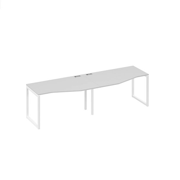 Рабочая станция столы Техно (2х140) каркас DUE металлический A4 А4 Б2 063-2 БП серый / металлокаркас белый - Вид 1