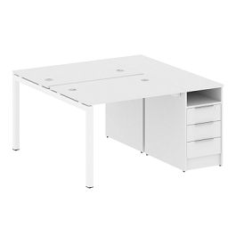 Metal System Quattro Р. ст. с тумбой на П-образном м/к 50БП.РС-СТП-2.1 Белый/Белый металл 1412*1475*750 - Фото предпросмотра