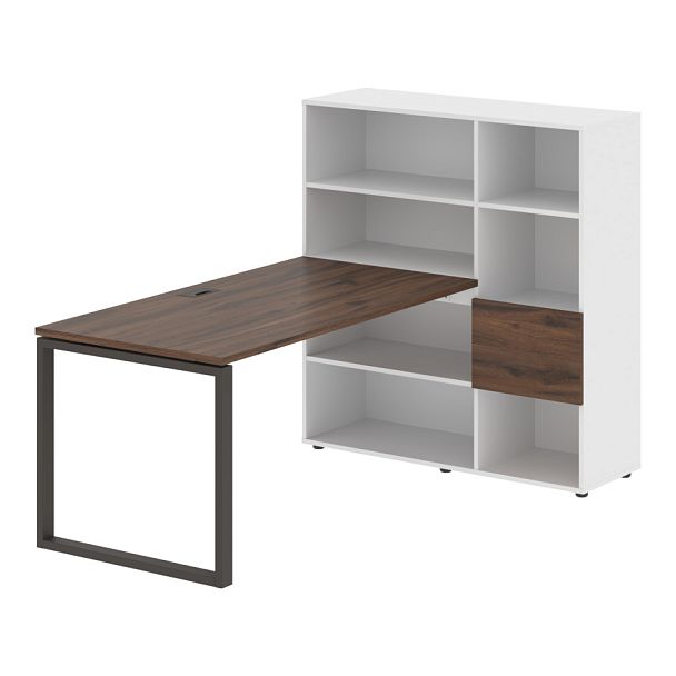 Стол-стеллаж EQRST 1215 Дуб Денвер тёмный/Мокко/Белый 1990х1250х1355 EDIS - Вид 1