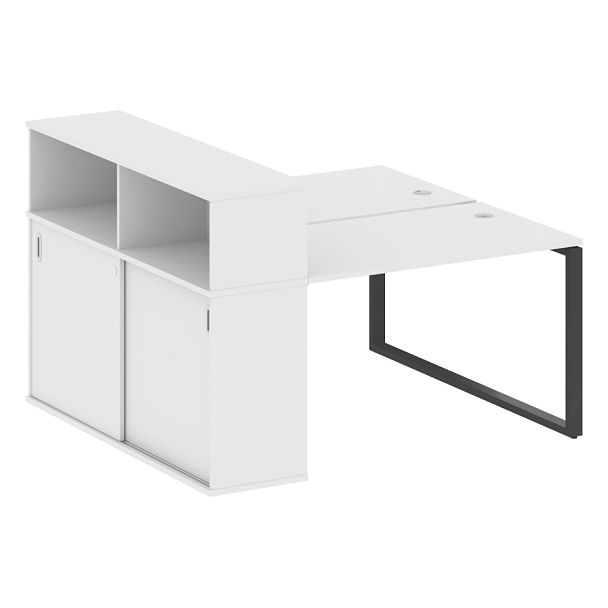 Metal System Р. ст. с шкафом-купе на О-образном м/к БО.РС-СШК-2.2 Т Белый/Антрацит металл 1610*1475*1098 - Вид 1