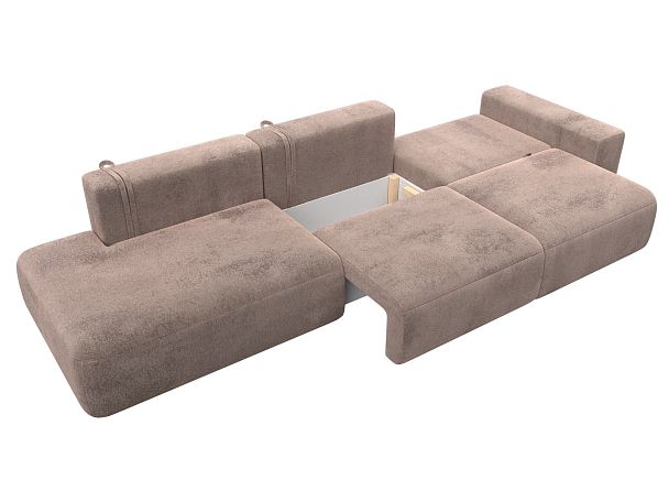 Диван прямой Лига-036 НПБ Модерн Лонг подлокотник справа Велюр бежевый - Вид 8