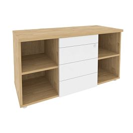 Onix Direct Тумба сервисная с ящиками TIP-ON O.TS-11 TIP Тиквуд светлый/Белый бриллиант 1100*460*598 - Фото предпросмотра