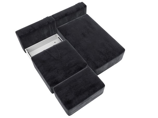 Диван угловой модульный с пуфом Лига-060 НПБ угол универсальный Велюр серый - Вид 7