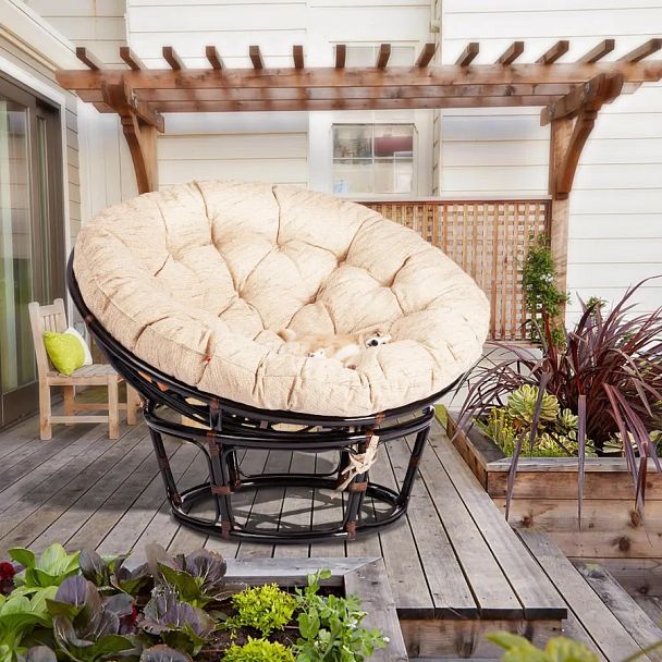 Кресло Папасан/Papasan (23/01 W) /с подушкой и ремешками/Antique brown (античный черно-коричневый) - Вид 21