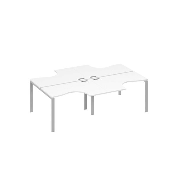 Рабочая станция UNO столы (4х120) Классика A4 А4 Б1 180-2 БП белый премиум / металлокаркас серый - Вид 1