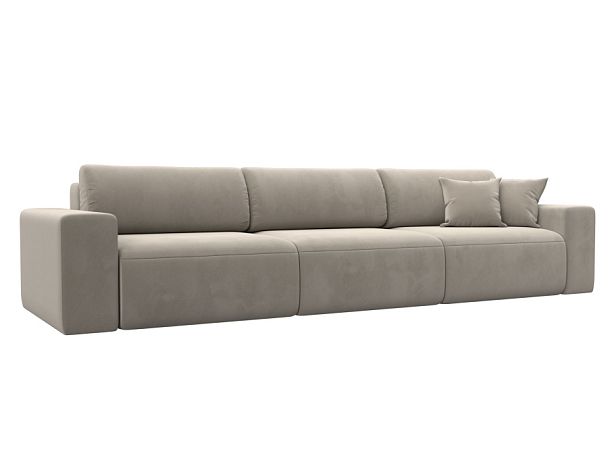 Диван прямой Лига-036 Классик Лонг Микровельвет бежевый - Вид 1