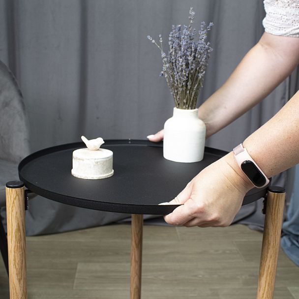 Сервировочный столик Sheffilton SHT-CT62 черный муар/светлый орех - Вид 6