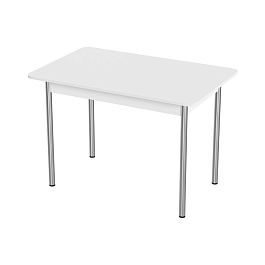 Стол Лион 1 ЛДСП (Подстолье прямое хром(мет)) НЕ ВЫБИРАТЬ Белый матовый - Фото предпросмотра