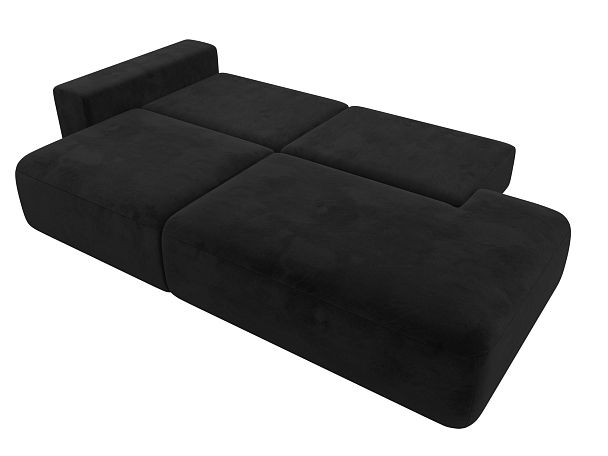 Диван прямой Лига-036 Модерн подлокотник слева Велюр черный - Вид 9