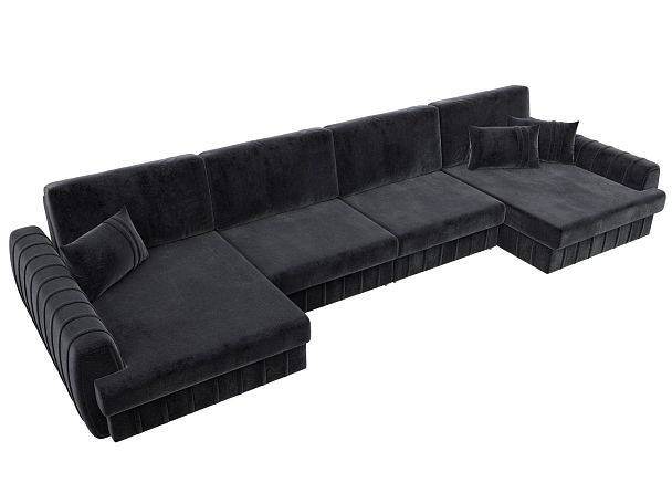 Диван П-образный Лига-057 НПБ Лонг Велюр темно-серый - Вид 6