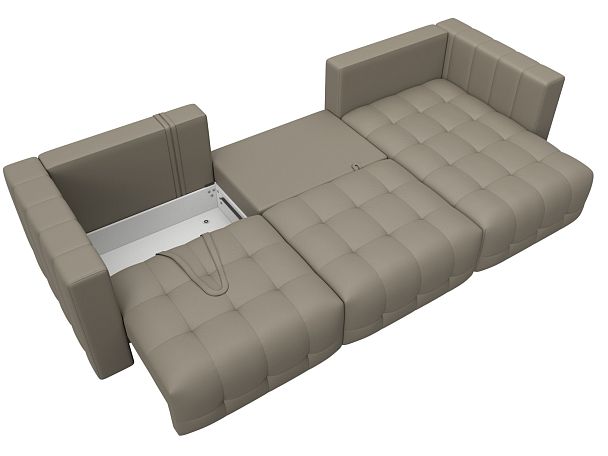 Диван угловой Лига-052 НПБ Лонг угол универсальный Экокожа бежевый - Вид 8