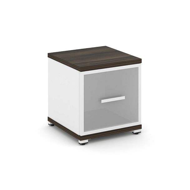 Concept Шкаф 1 узкая секция, 1 ниша CN.STU-113 RMW W Дуб Мали/Белый Бриллиант/Металл Белый/Сатин 420*420*450 - Вид 1