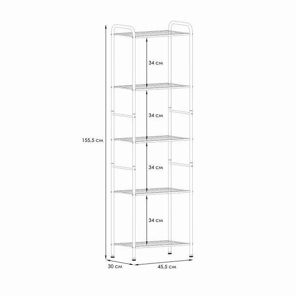 Стеллаж на металлокаркасе "Валенсия-15", 455х300х1555 мм, 5 полок, черный, СТВ15 Ч - Вид 3