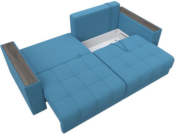 Диван прямой с декором Лига-049 НПБ Рогожка голубой - Вид 9
