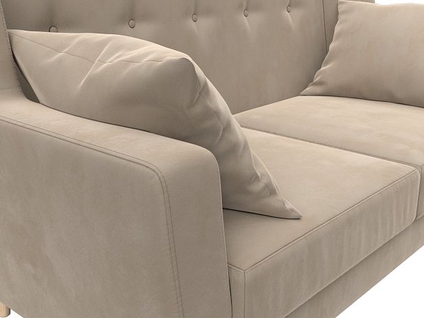 Прямой диван Брайтон 2 (полностью велюр бежевый) - Вид 4