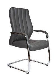 Кресло офисное / Madrid CF-Grey / алюминиевая  база / серая экокожа - Фото предпросмотра