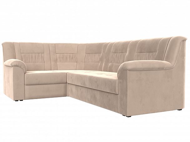 Угловой диван Карелия левый угол (полностью велюр бежевый) - Вид 3