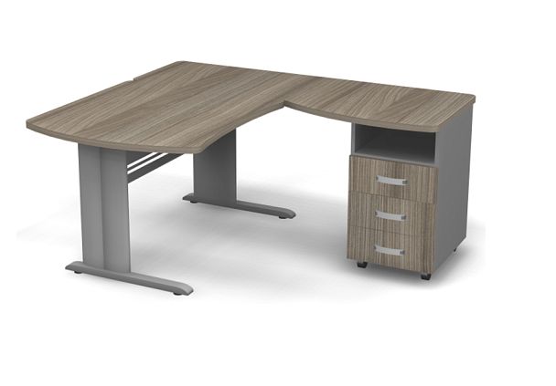 Стол угловой на металлокаркасе L,R 1600 Берлин Дрифтвуд/Серый УРМ.М 160 L\R - Вид 2