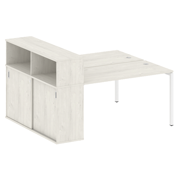 Metal System Quattro Р. ст. с шкафом-купе на П-образном м/к 40БП.РС-СШК-2.3 Т Дуб наварра/Белый металл 1810*1475*1098 - Вид 1
