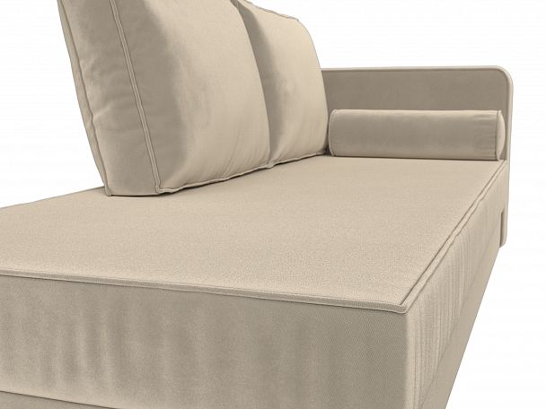 Кушетка Прайм правый (полностью микровельвет бежевый) - Вид 4