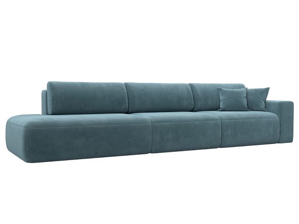 Диван прямой Лига-036 Модерн Лонг подлокотник справа Велюр бирюзовый - Вид 1