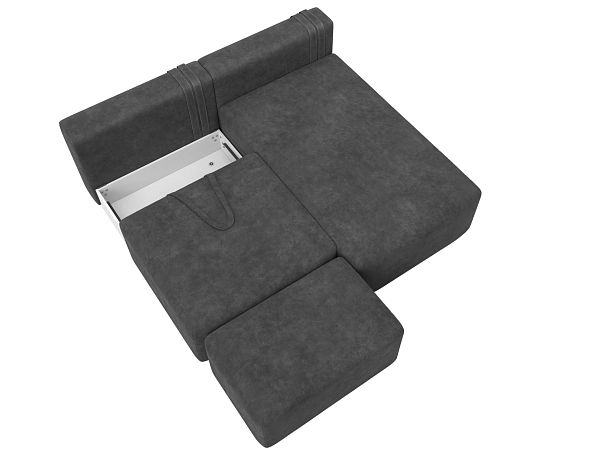Диван угловой модульный с пуфом Лига-060 НПБ угол универсальный Велюр серый - Вид 7