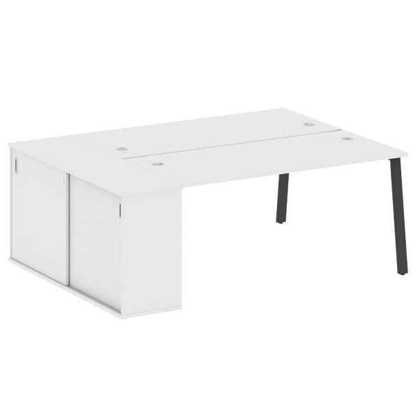 Metal System Р. ст. с шкафом-купе на А-образном м/к БА.РС-СШК-1.4 Т Белый/Антрацит металл 2010*1475*750 - Вид 1