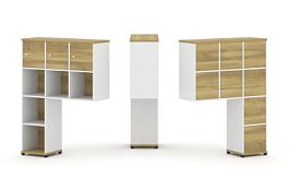 Concept Надставка высокая CN.ONV-003 Дуб Винченцо/Белый Бриллиант/Металл Черный 1099*350*1486 - Фото предпросмотра