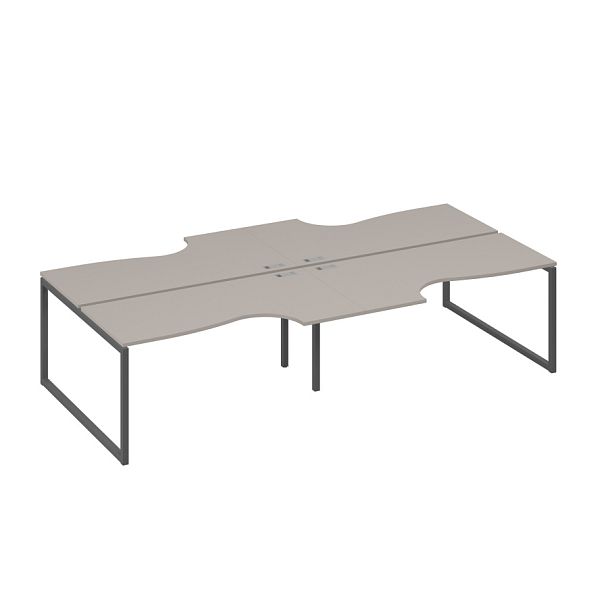 Рабочая станция QUATTRO (4х160) столы Классика A4 А4 Б4 185-2 БП мокко премиум / металлокаркас антрацит - Вид 1