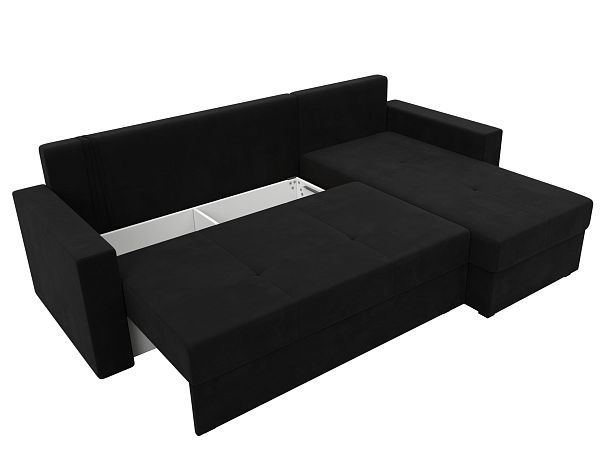 Диван угловой Верона Лайт угол правый (полностью вмикровельвет черный) - Вид 7