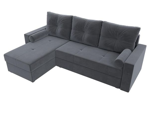 Диван угловой Верона Лайт угол левый (полностью велюр серый) - Вид 5