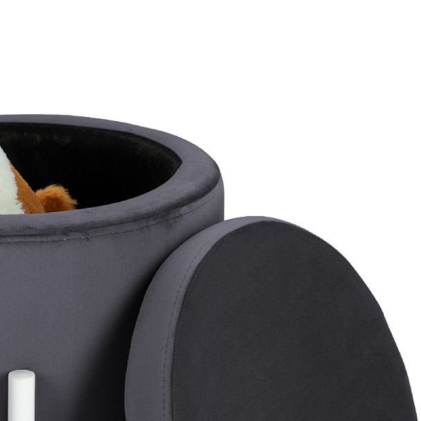 Пуф Кен с местом для хранения Серый велюр H-15/белый - Вид 4