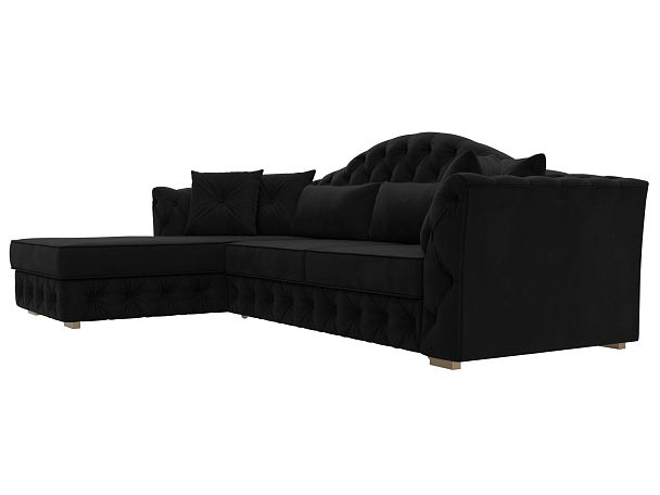 Диван угловой Артис левый угол Микровельвет черный - Вид 3