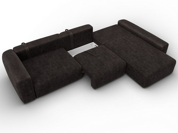 Диван угловой Лига-066 НПБ Лонг угол правый Велюр коричневый - Вид 9