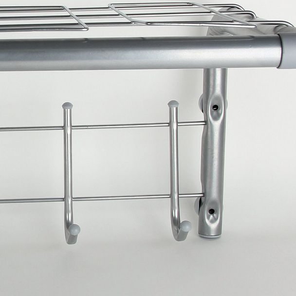 Вешалка настенная SHT-WH7, 297х705х407 мм, 5 крючков + 2 дополнительных крючка + полка, металл/пластик, хром лак - Вид 4