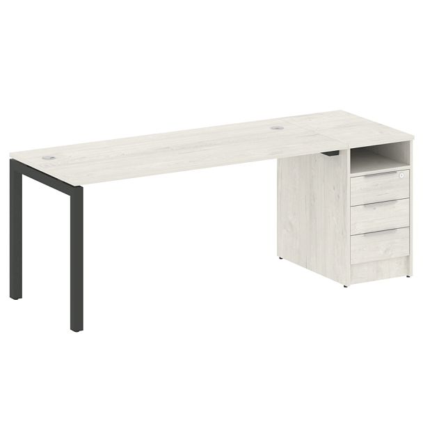 Metal System Quattro Р. ст. с тумбой на П-образном м/к 50БП.РС-СТП-1.4 Дуб наварра/Антрацит металл 2012*720*750 - Вид 1