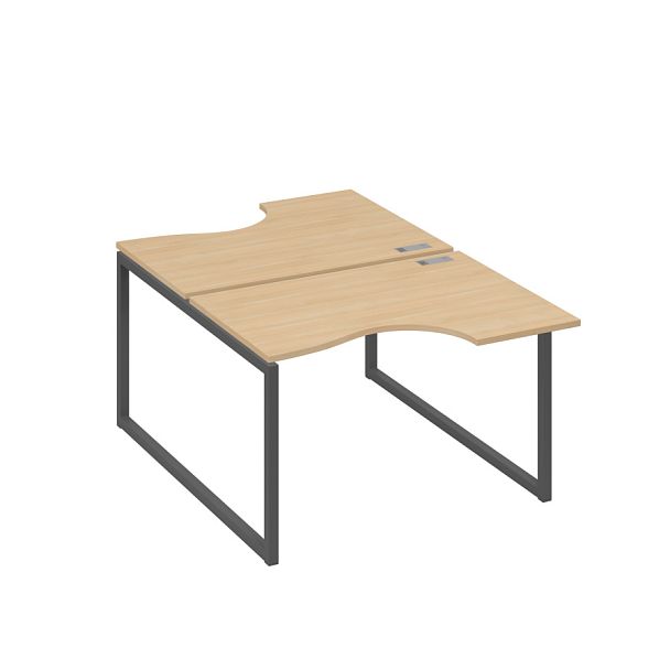 Рабочая станция столы Классика QUATTRO (2х120) A4 А4 Б4 183 БП натуральный дуб / металлокаркас антрацит - Вид 1